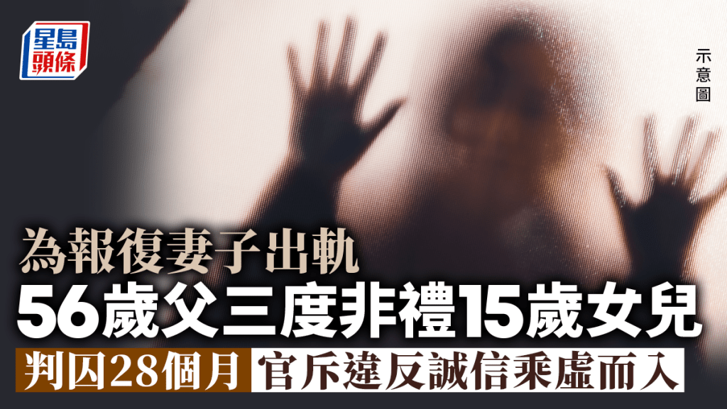 56歲父親認數度非禮女兒以報復妻子出軌,今於區院判監28個月。資料圖片