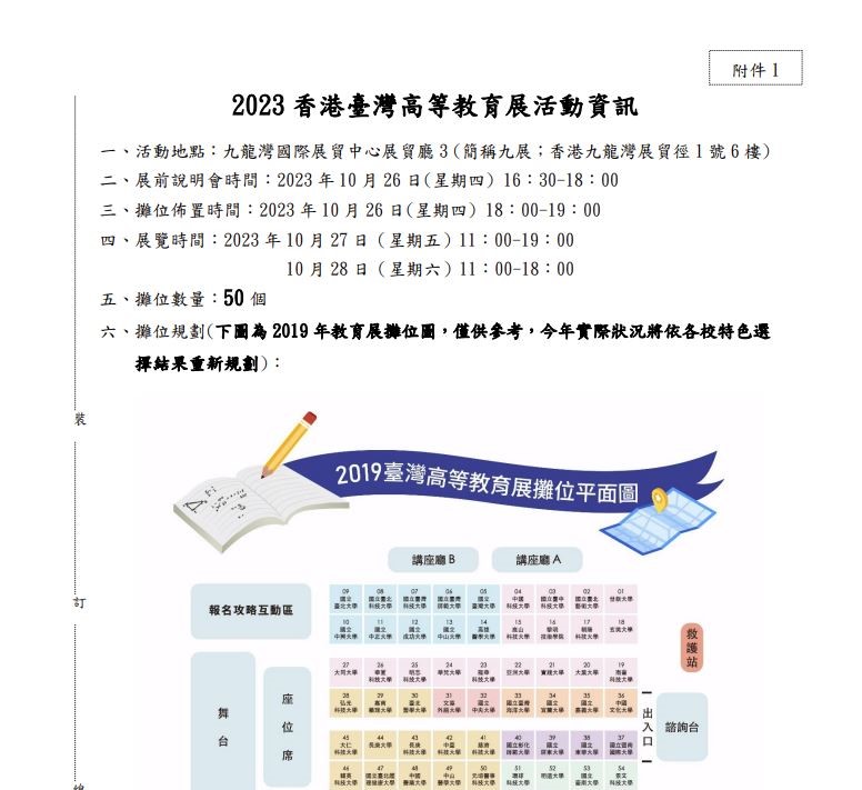 2019年展覽共有81間台灣大學赴港參展，當中27間的校名包含「國立」二字。資料圖片