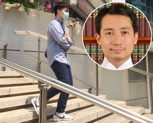 兩男生當庭釋放,圖為盧作霖;小圖為裁判官鄭念慈。