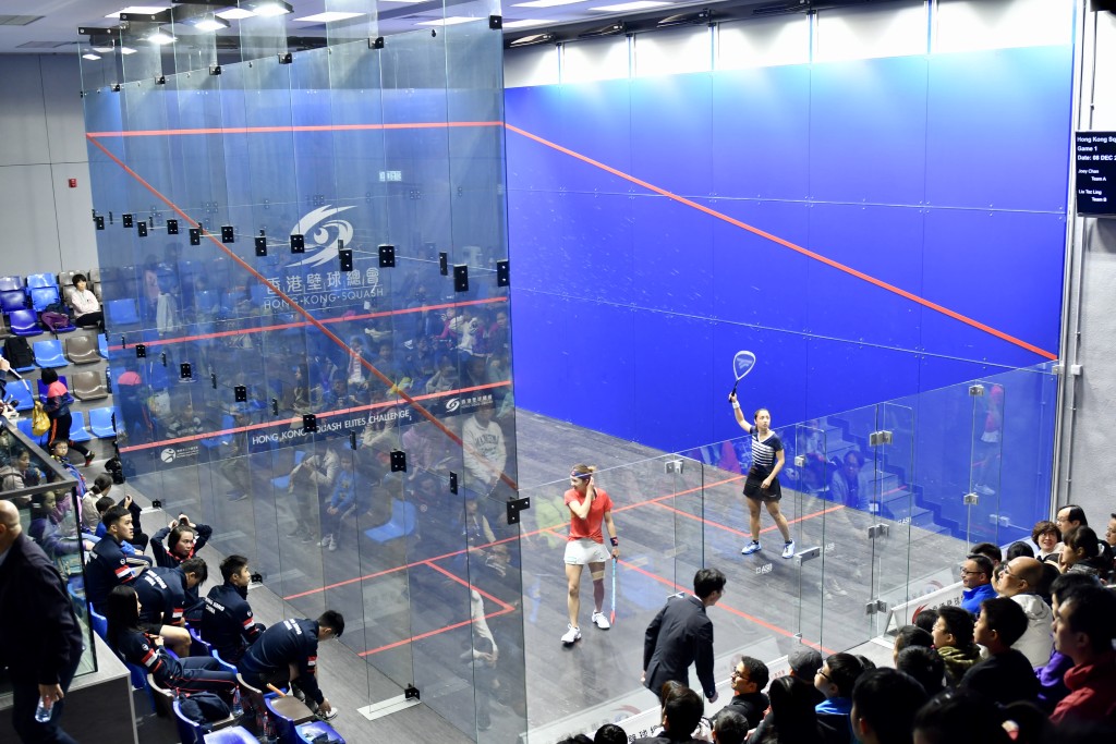 香港壁球中心四面玻璃場全新啟用。梁柏琛攝