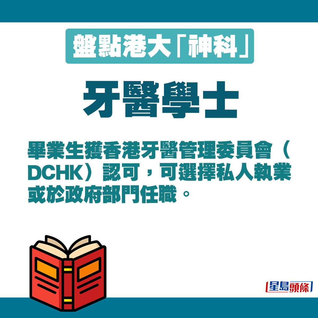 畢業生獲香港牙醫管理委員會（DCHK）認可。