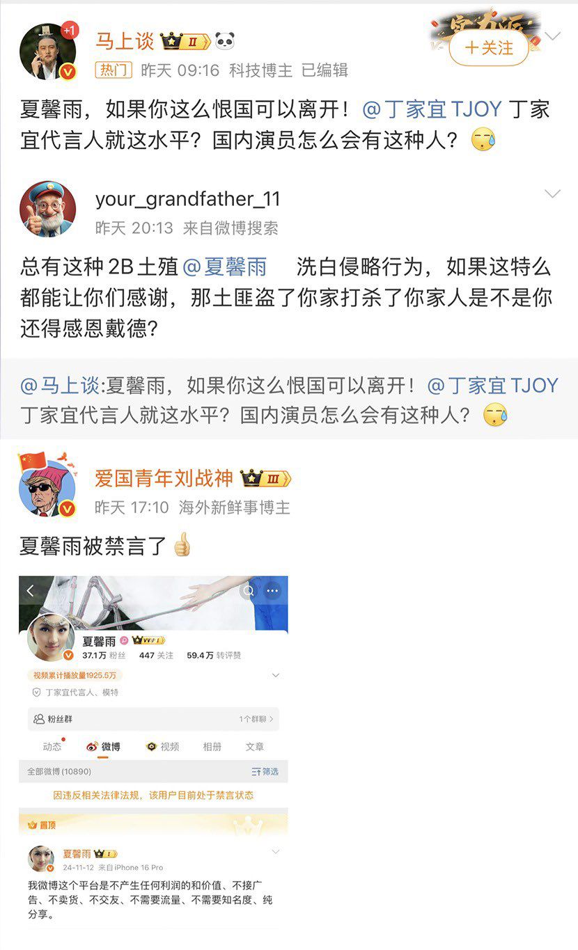 夏馨雨言論被聲討。