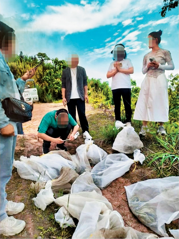 有人準備大批蛇類放生祈福。