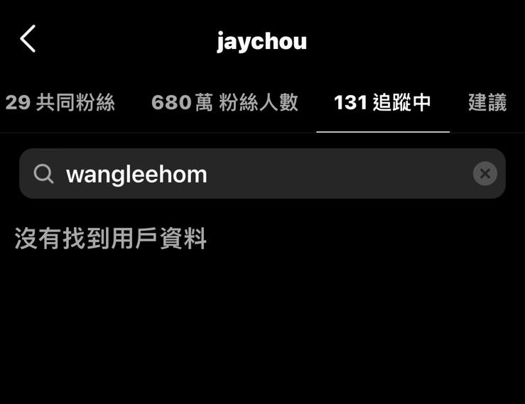 周杰倫喺王力宏出事後，已即取消追蹤對方IG。