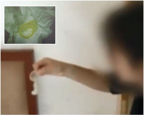 女童突然噁心吐出用過的保險套。網圖