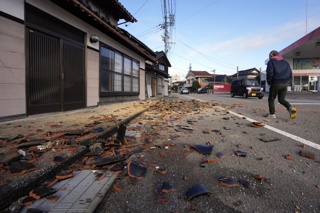 石川縣輪島市在今次地震中災情嚴重。AP圖片