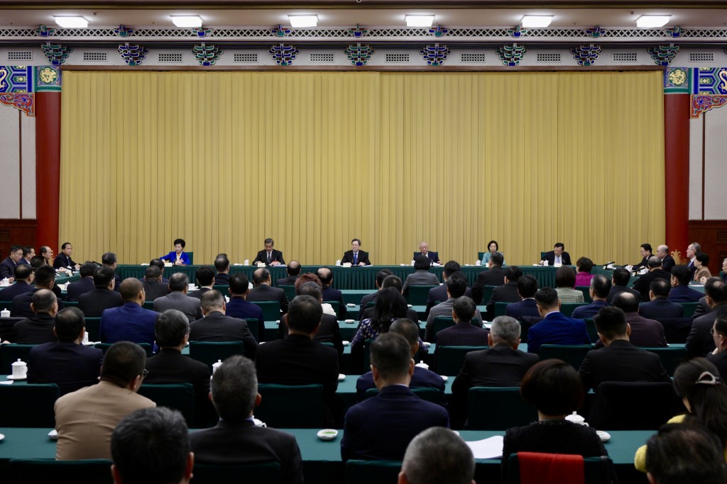 在政協禮堂召開的聯組會議，丁薛祥亦有出席。（蘇正謙攝）