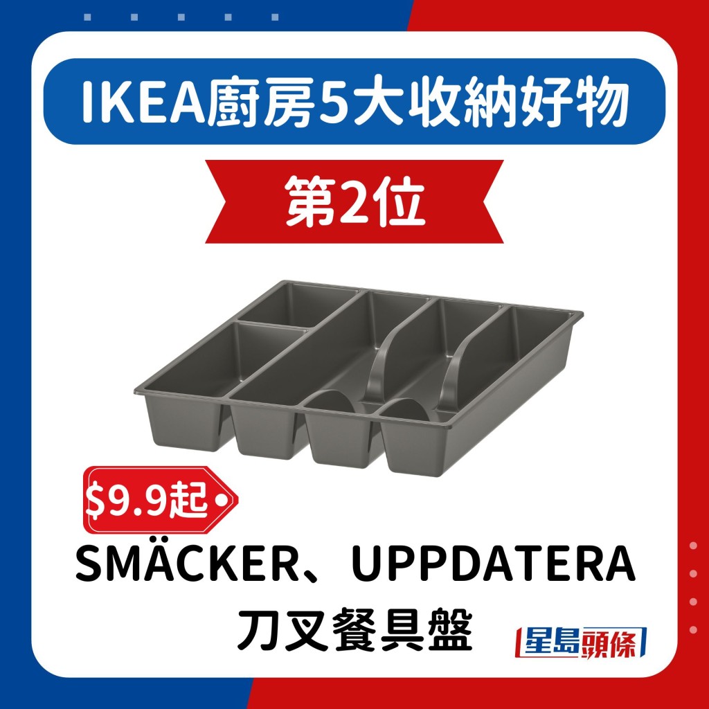 第2位：SMÄCKER、UPPDATERA刀叉餐具盤，售$9.9起