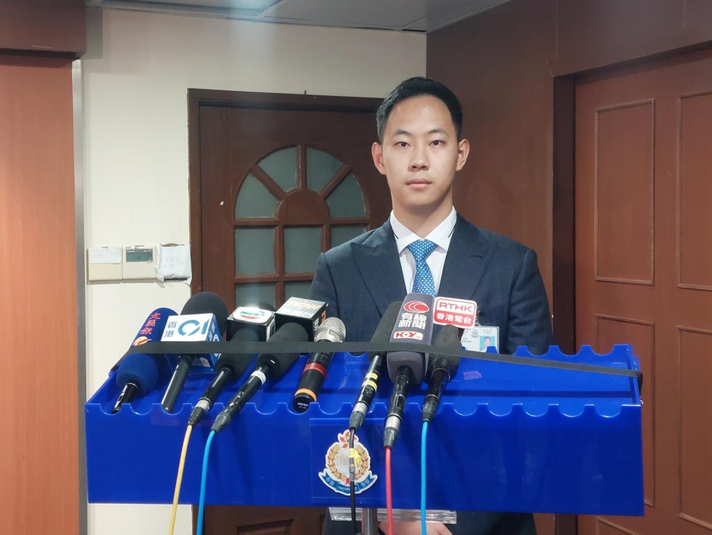 旺角警區刑事調查隊督察尹嘉男講述案情。 旺角警區刑事調查隊督察尹嘉男講述案情。