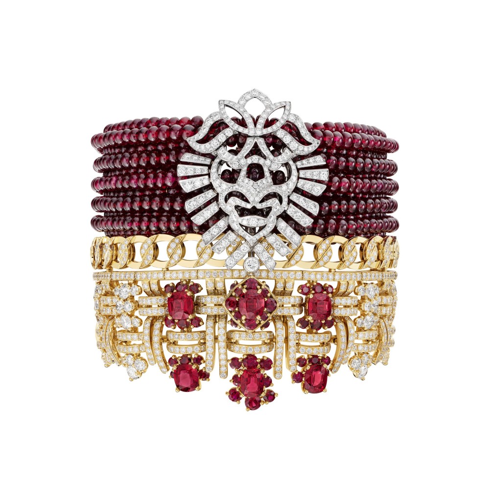 Tweed Royal黄金及白金拼钻石及红宝石手链 。