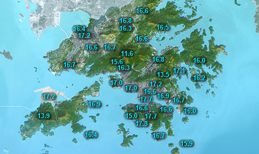 今日最低氣溫。天文台擷圖