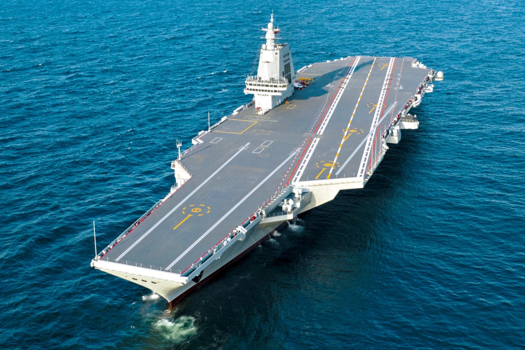第三艘航母福建艦已進行多次海試。