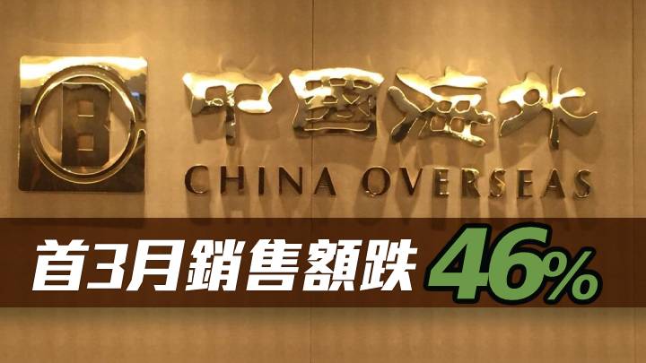 中海外688首3月銷售額跌46%