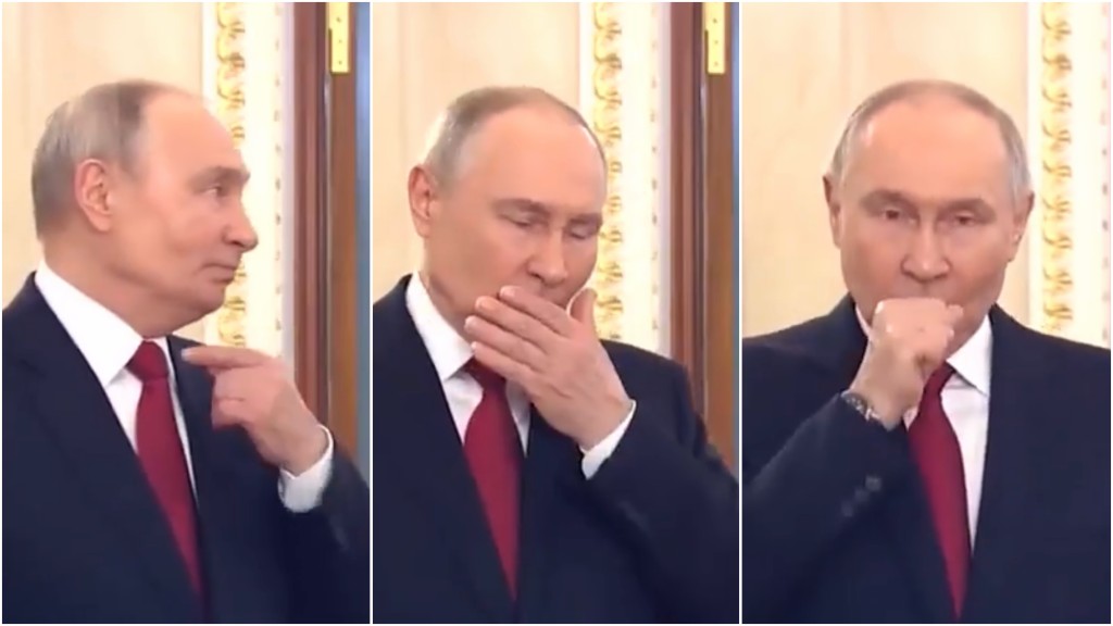 73歲普京錄影狂咳畫面外流。 X@Gerashchenko_en