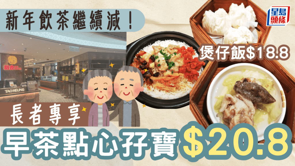 連鎖酒樓長者優惠2026！早茶點心孖寶$20.8／煲仔飯$18.8 