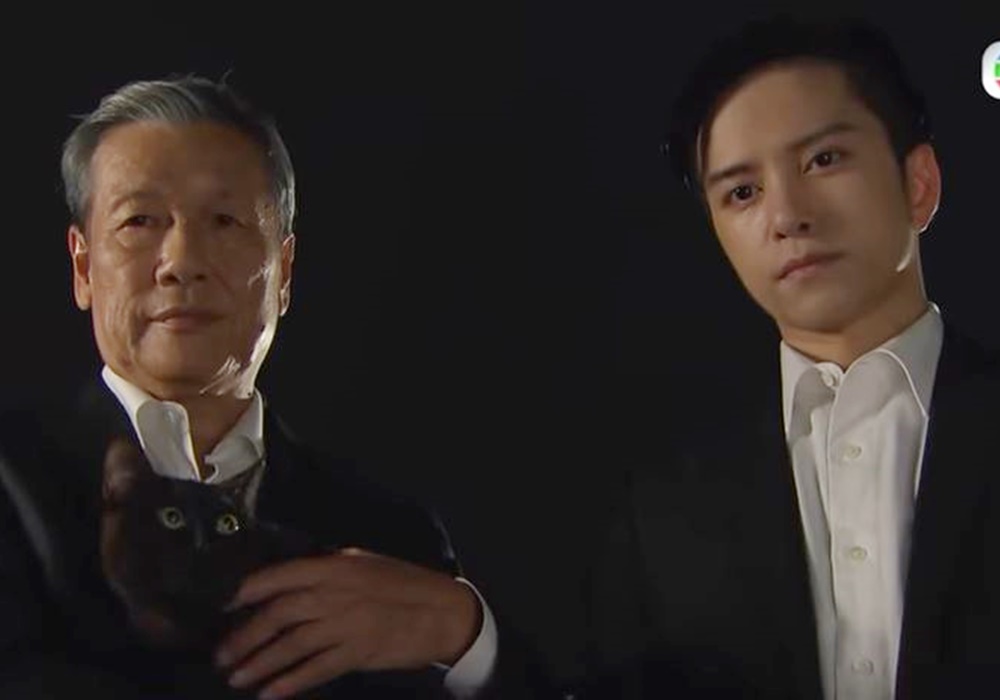 林老师与林哥仔及靓宝同时出现。（电视截图）