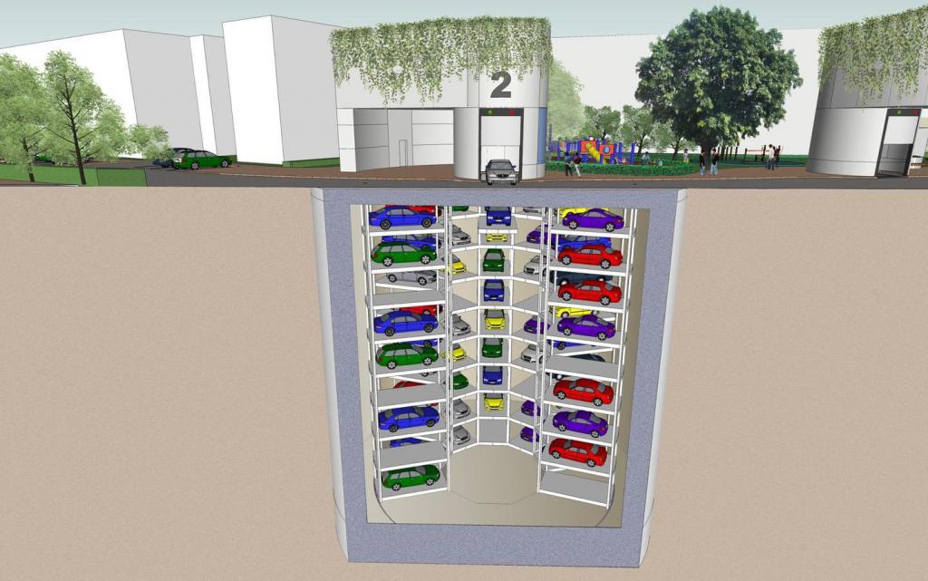 圆筒型智能泊车系统构想图。  运流局图片