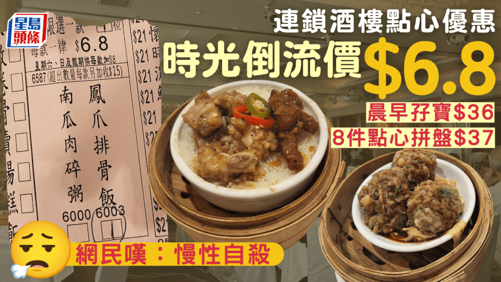 連鎖酒樓點心時光倒流價！鳳爪排骨飯／肉碎粥$6.8 網民嘆：慢性自殺