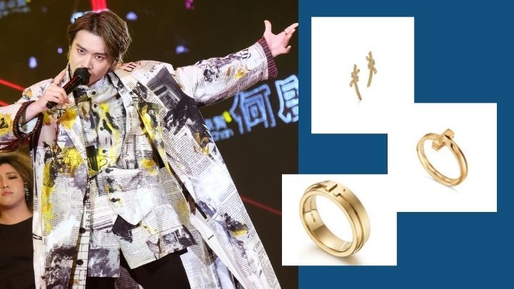 On Jer：Tiffany Knot Yellow Gold Ring with diamonds/$25,600、Tiffany T T1 yellow gold ring /$9,700、18K gold Tiffany T ring/$17,100。