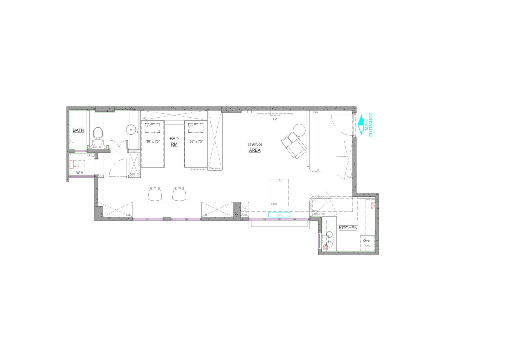 装修后格局平面图。 装修后格局平面图。
