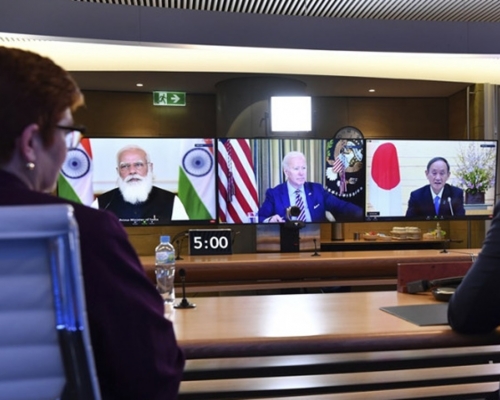 四國家領袖今年3月曾舉行視像會議。資料圖片