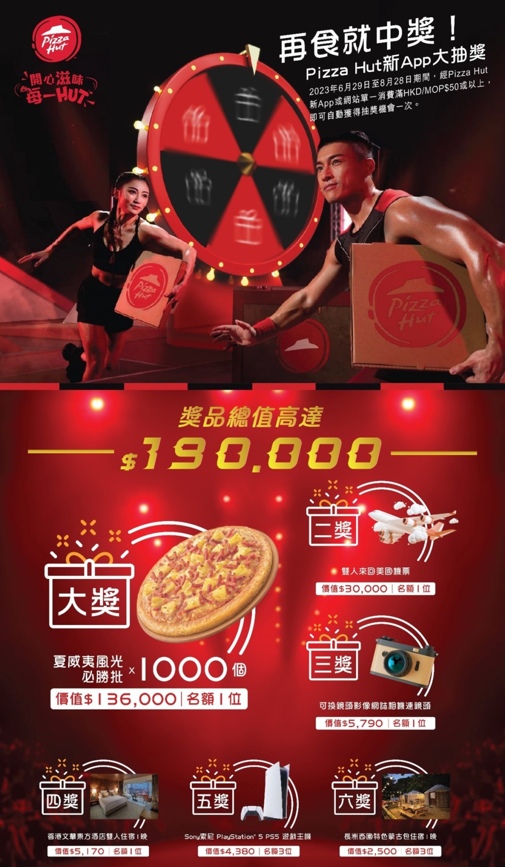 「再食就中獎！Pizza Hut新App大抽獎」 (圖源：Pizza Hut)