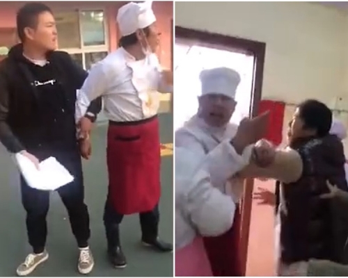 河南郑州一名厨师争执的影片惹议。网上图片