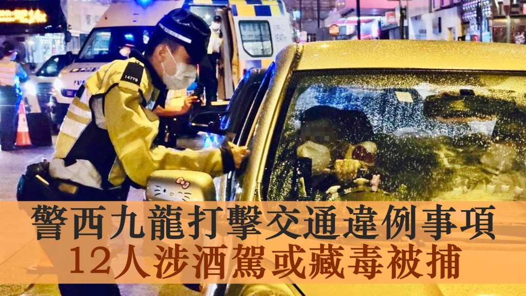 西九龍總區交通部執行及管制組特遣隊人員早前進行打擊酒後駕駛行動。警方圖片