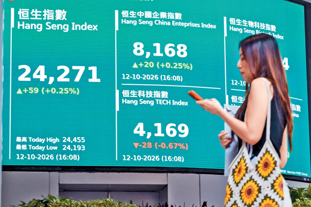 港股在銀行股帶動下企穩，連升兩日累漲485點。