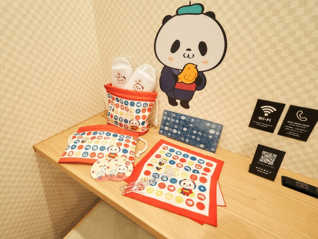 一眾買物熊貓紀念備品，都可讓住客免費帶回家。