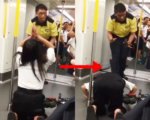 港鐵職員有禮貌要求離開。