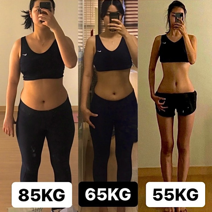 Zinga分享她7年來的減肥經歷，由85kg減至65kg，最後減至55kg。（圖片來源：「zinga.173」IG）