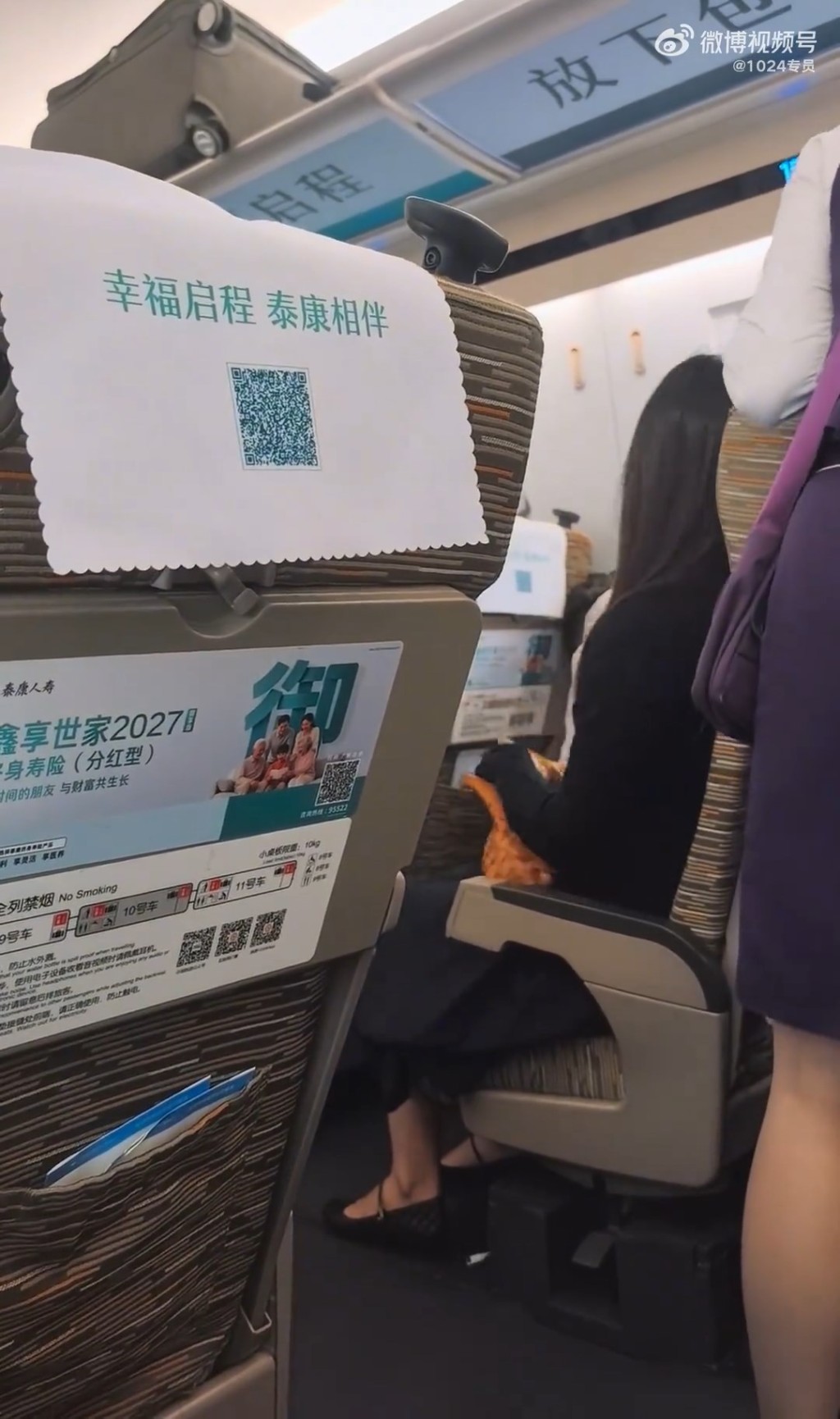 女子忍无可忍怒斥在高铁长时间开免提通话的乘客。微博＠海报新闻