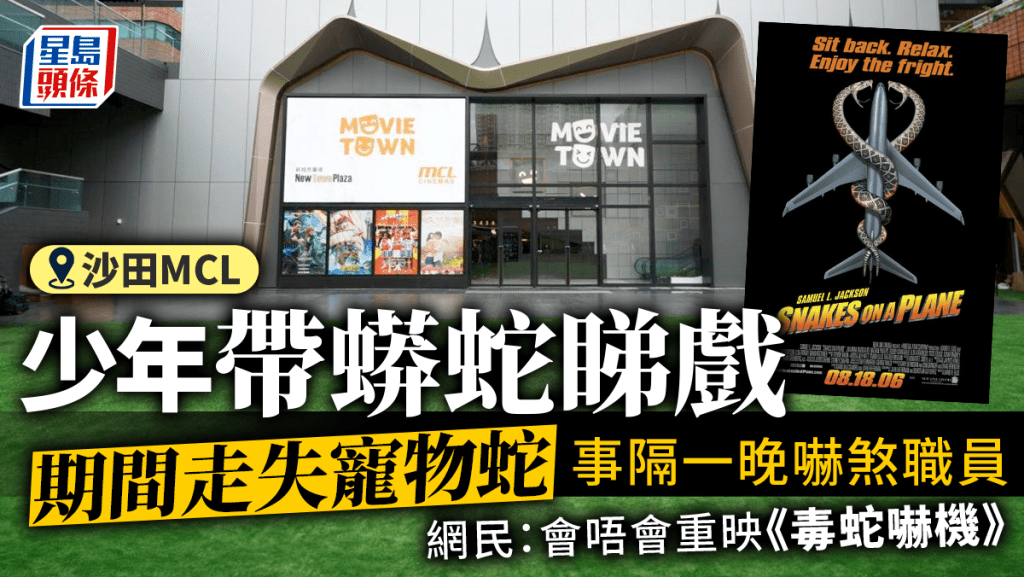 少年帶蟒蛇去沙田MCL 觀影時寵物蛇走失 事隔一晚職員發現