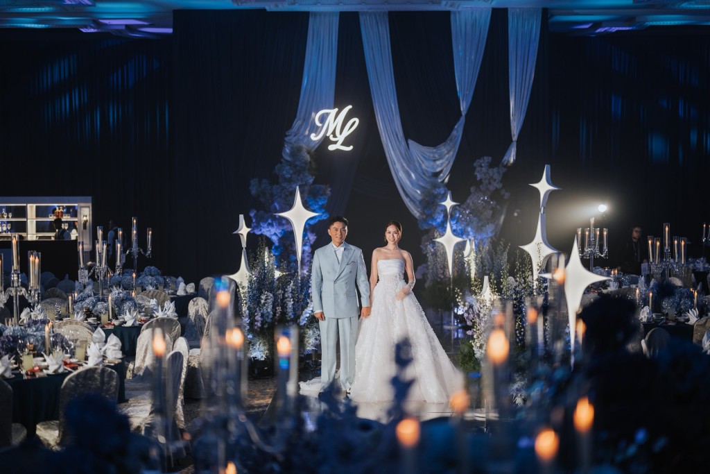 楊明、莊思明的婚禮現場色調浪漫。 楊明、莊思明的婚禮現場色調浪漫。