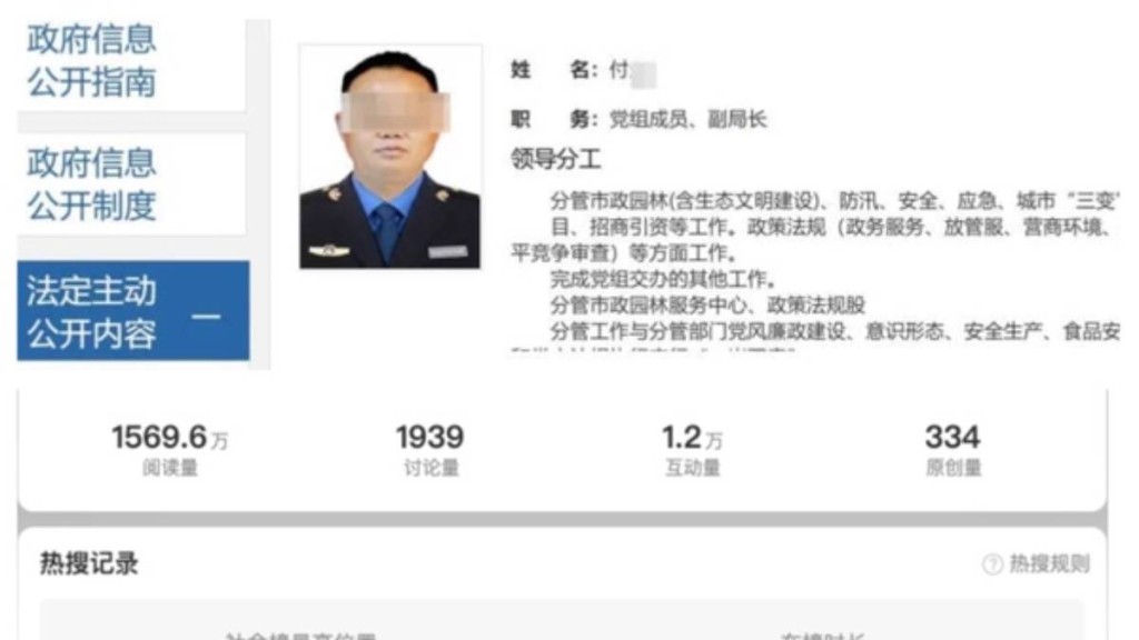 涉嫌強姦未成年幼女多年的付某，為六盤水市的城管局副局長。