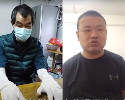 馬鞍山被焚李伯（左）及旺角遇襲的內地青年（右）。葛珮帆影片截圖