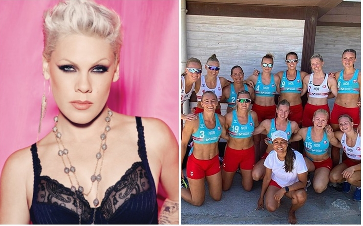 挪威女子沙滩手球队拒穿比坚尼裤被罚款，美国天后Pink在网上力撑。