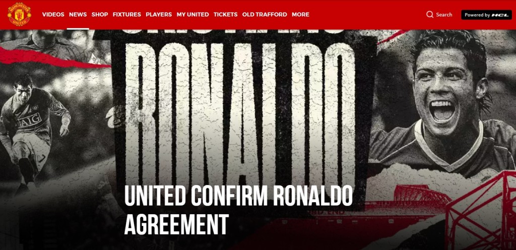 曼聯官網宣佈C朗回家。