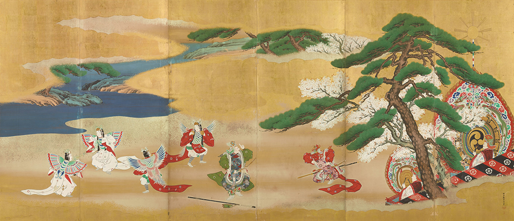 江戶時代後期狩野永岳的《舞樂圖屏風》。