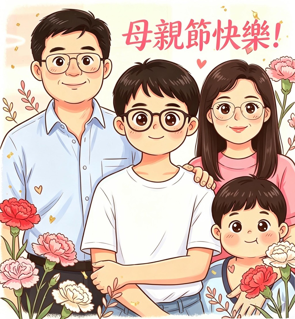 李家超展示AI製作的母親節賀卡。李家超fb圖片 李家超展示AI製作的母親節賀卡。李家超fb圖片