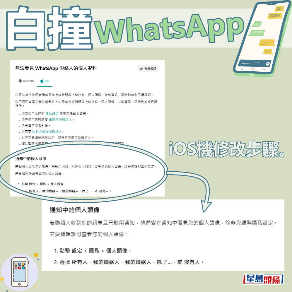 iOS機修改步驟。WhatsApp網頁截圖