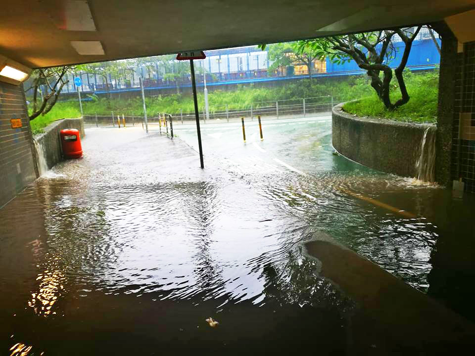 大埔行人隧道水浸。網民Manley Lau圖片