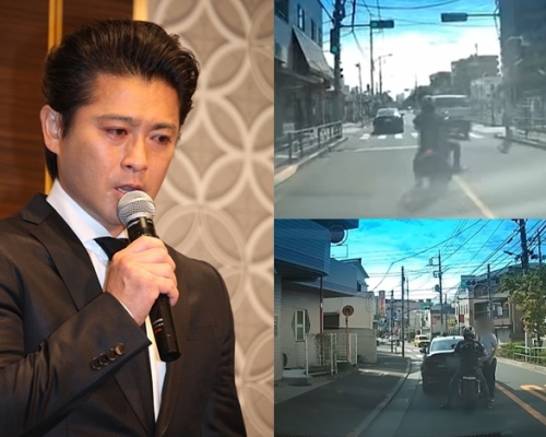 山口達也因醉駕被捕,其駕駛時的片段曝光,一度越過對面行車線,撞車後又與前車司機理論。
