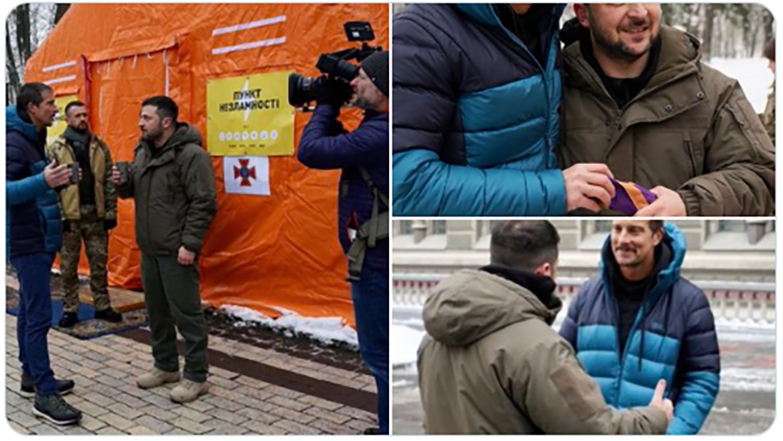 格里爾斯(Bear Grylls)赴烏克蘭拍攝紀錄片,期間見澤連斯基。 Bear Grylls TWITTER