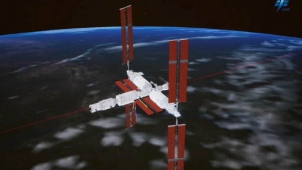 天舟六號成功對接於太空站天和核心艙後向端口。