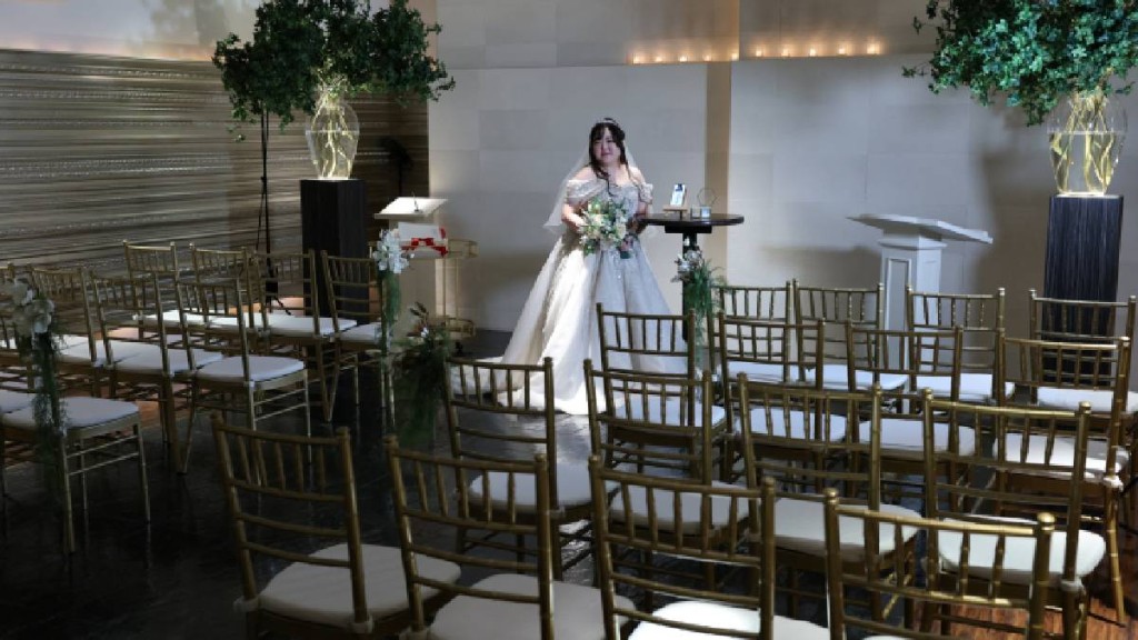 在岡山縣舉行的一場特殊婚禮。路透社 在岡山縣舉行的一場特殊婚禮。路透社