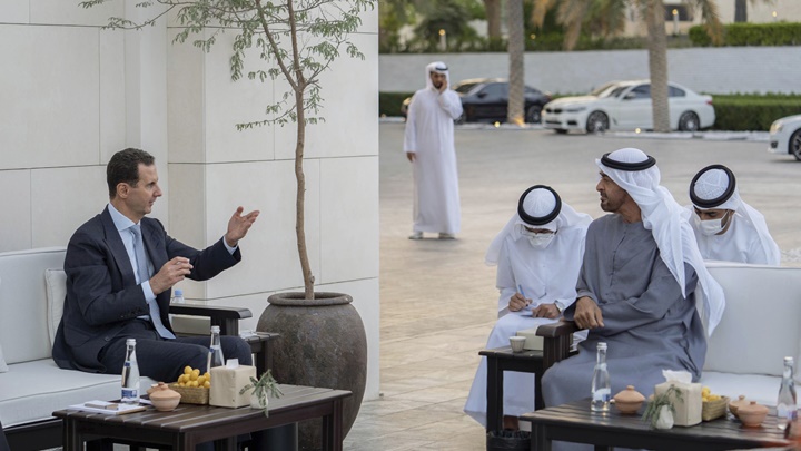 巴沙爾與阿聯酋皇儲納哈揚進行會談。AP圖片
