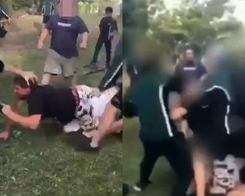 父親替兒子出一口氣，竟反被霸凌者毆打。網圖/影片截圖