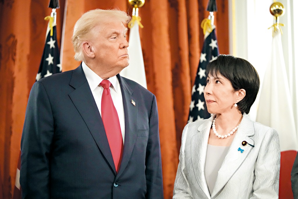 特朗普前日同习近平通话后,昨致电高市早苗(右),外界相信谈及中日和台湾问题。 特朗普前日同习近平通话后,昨致电高市早苗(右),外界相信谈及中日和台湾问题。